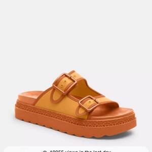 Brand New Never Worn Orange Coach Sandals Size 7